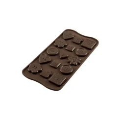 Silikomart EasyChoc Choco Buttons bonbonvorm 21 cm silicone bruin