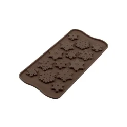 Silikomart EasyChoc Choco Frozen bonbonvorm 14 sneeuwvlokken silicone bruin