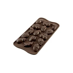 Silikomart EasyChoc Choco Fruits bonbonvorm 15 vormen silicone bruin