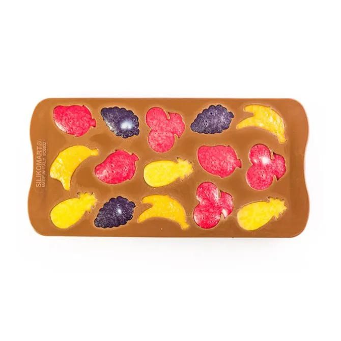 Silikomart EasyChoc Choco Fruits bonbonvorm 15 vormen silicone bruin