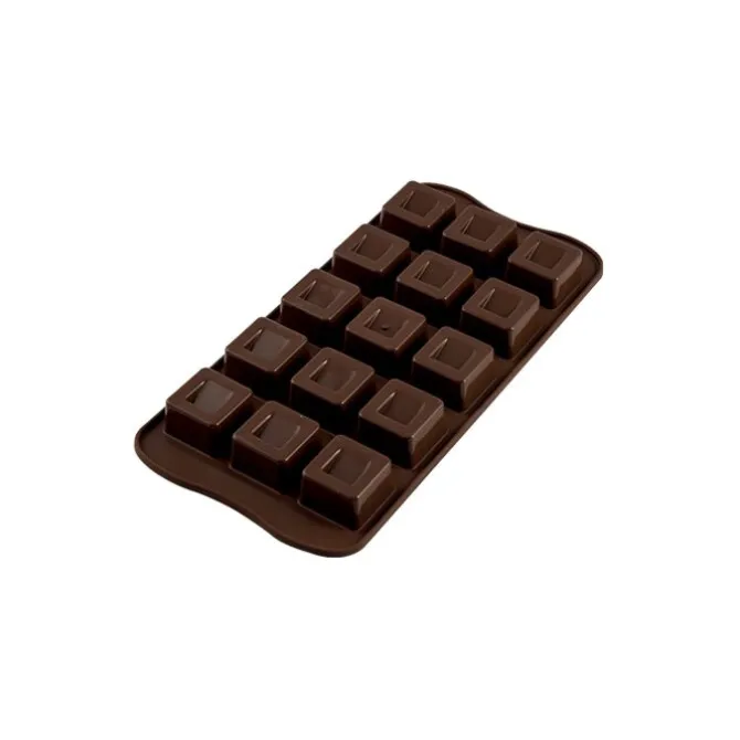 Silikomart EasyChoc Cubo bonbonvorm 15 kubussen 2,6 cm silicone bruin
