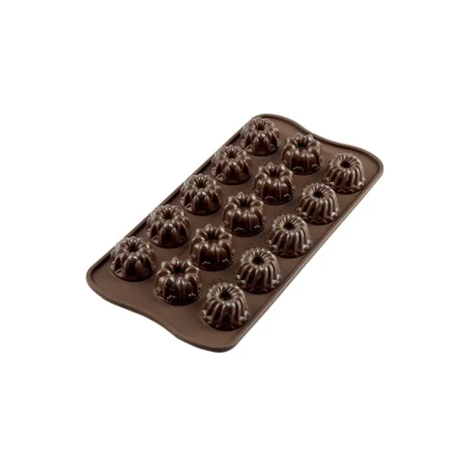 Silikomart EasyChoc Fantasia bonbonvorm 15 tulbandjes 2,8 cm silicone bruin