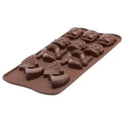 Silikomart EasyChoc Fashion bonbonvorm 14 kledingstukken silicone bruin