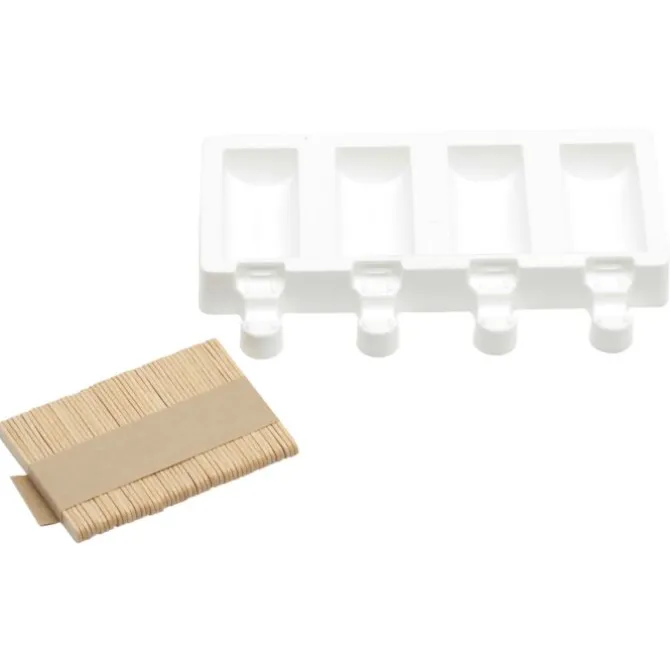 Silikomart ijsvorm egaal 4 ijsjes 6,5 x 3,5 cm silicone wit