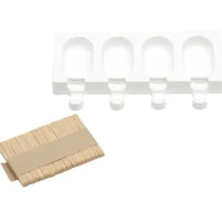 Silikomart ijsvorm ovaal 4 ijsjes 7 x 4 cm silicone wit