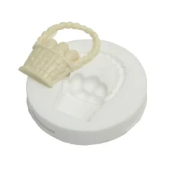 Silikomart Sugarflex paasmandje mal ø 7,5 cm silicone wit 2 delig
