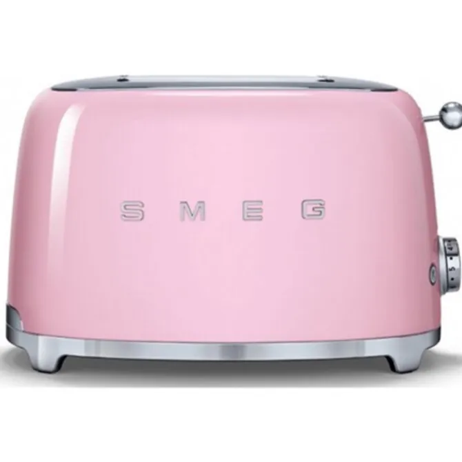 Smeg 50's style broodrooster lang 2 sleuven staal roze