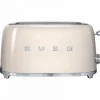 Smeg 50's style broodrooster lang 2 sleuven staal crème