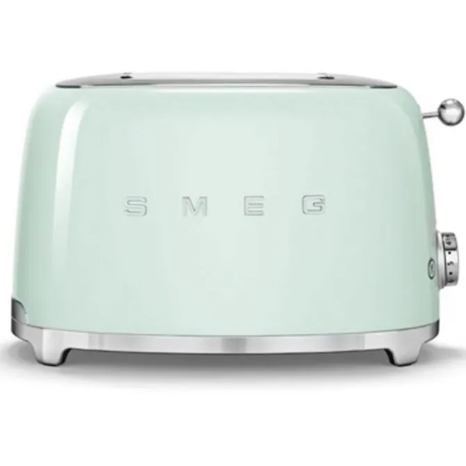 Smeg 50's style broodrooster lang 2 sleuven staal watergroen