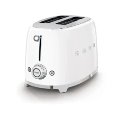 SMEG 50's style broodrooster 2 sleuven staal mat wit