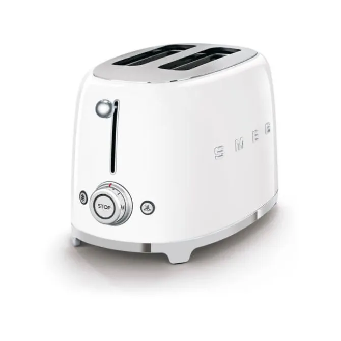 SMEG 50's style broodrooster 2 sleuven staal mat wit