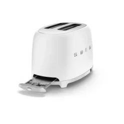 SMEG 50's style broodrooster 2 sleuven staal mat wit