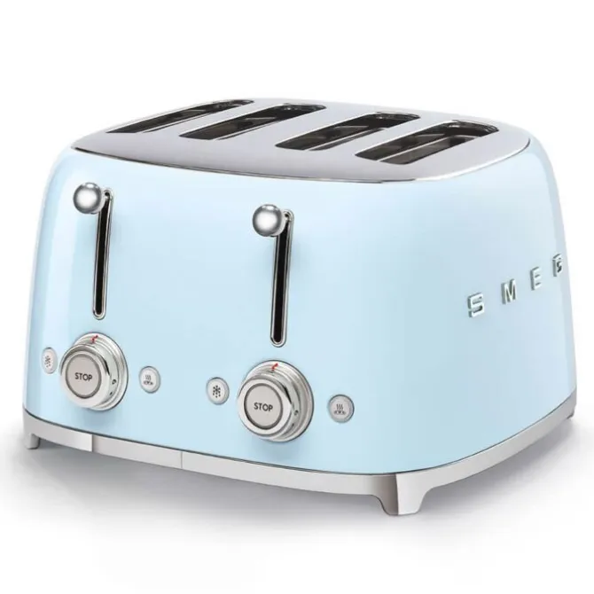 Smeg 50's style broodrooster 4 sleuven staal pastelblauw