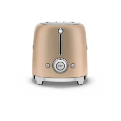 SMEG 50's style broodrooster 2 sleuven staal mat champagne
