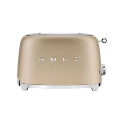 SMEG 50's style broodrooster 2 sleuven staal mat champagne