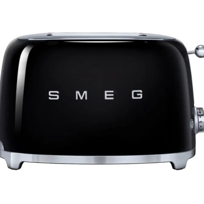 Smeg 50's style broodrooster 2 sleuven staal zwart