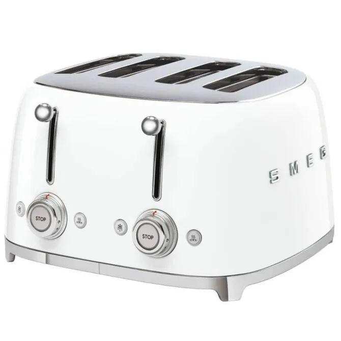 Smeg 50's style broodrooster 4 sleuven staal wit
