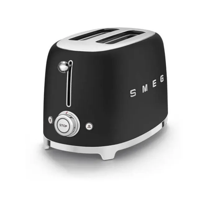 Smeg 50's style broodrooster 2 sleuven staal mat zwart