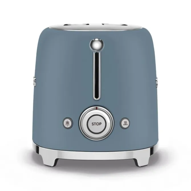 SMEG 50's style broodrooster 2 sleuven staal Storm Blue