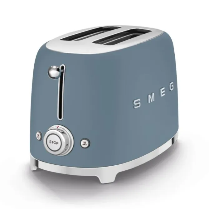 SMEG 50's style broodrooster 2 sleuven staal Storm Blue