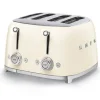 Smeg 50's style broodrooster 4 sleuven staal crème