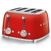 Smeg 50's style broodrooster 4 sleuven staal rood