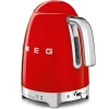 Smeg 50's style waterkoker met temperatuurcontrole 1,7 liter rvs rood