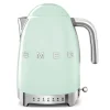 Smeg 50's style waterkoker met temperatuurcontrole 1,7 liter rvs watergroen