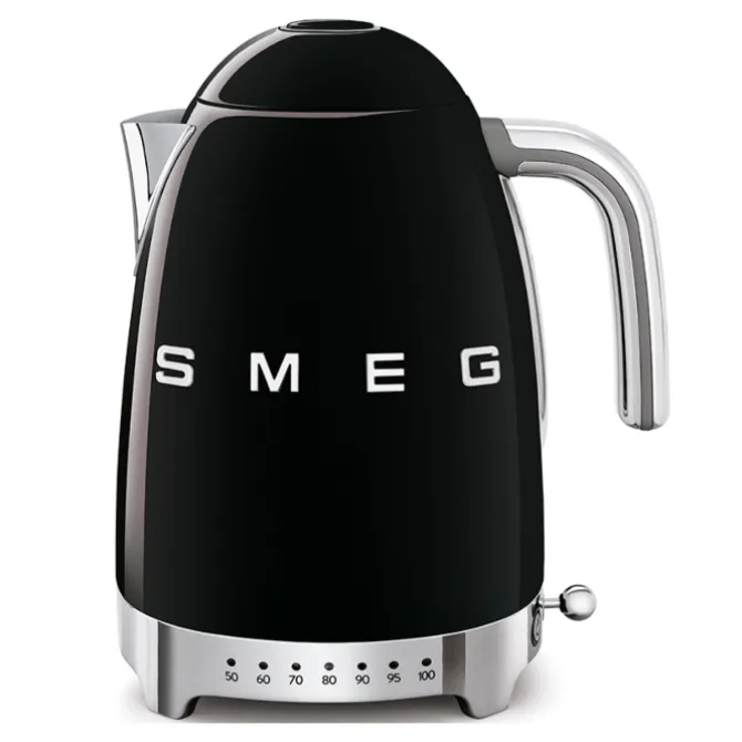 Smeg 50's style waterkoker met temperatuurcontrole 1,7 liter rvs zwart