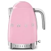 Smeg 50's style waterkoker met temperatuurcontrole 1,7 liter rvs roze