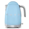 Smeg 50's style waterkoker met temperatuurcontrole 1,7 liter rvs pastelblauw