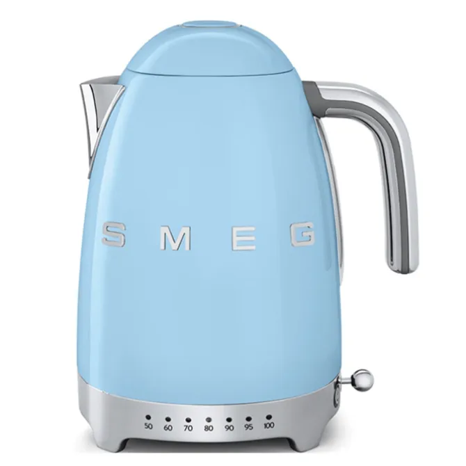 Smeg 50's style waterkoker met temperatuurcontrole 1,7 liter rvs pastelblauw