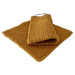 Solwang Design pannenlap 22 x 22 cm katoen Ochre Yellow 2