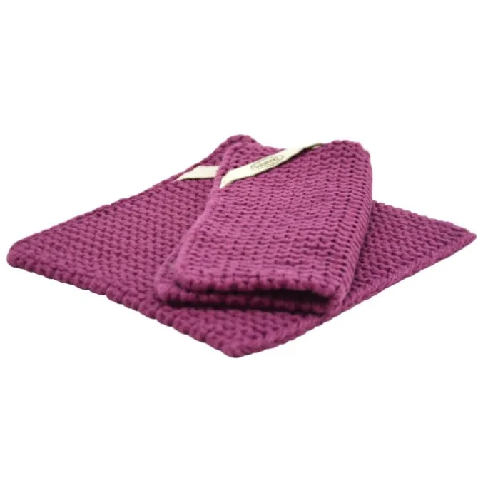 Solwang Design pannenlap 22 x 22 cm katoen Plum 2 stuks