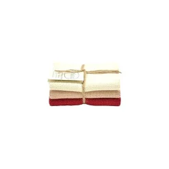 Solwang Design vaatdoekjes 25 x 25 cm katoen Nature/Nougat/Deep Red 3 stuks