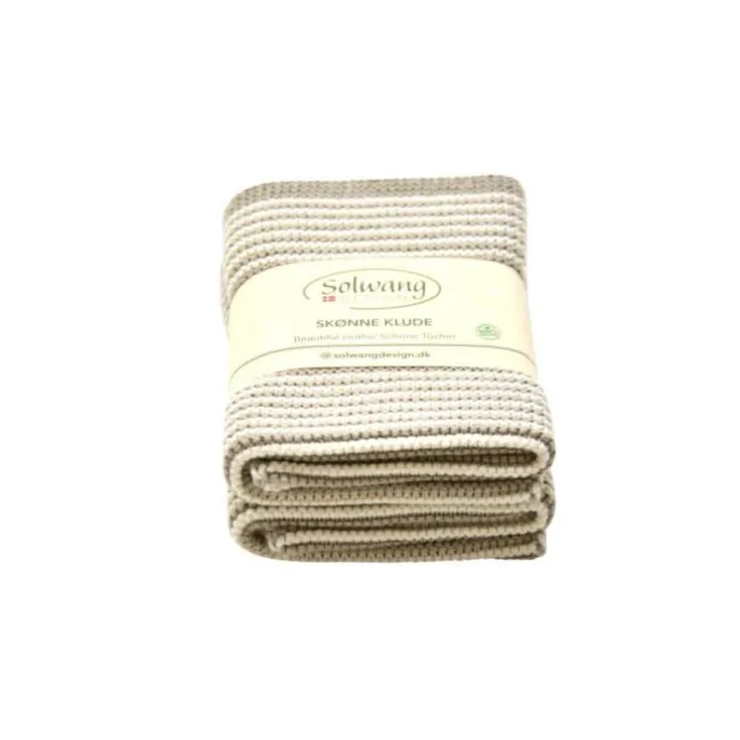 Solwang Design vaatdoekjes 25 x 25 cm katoen Khaki Stripes 2 stuks