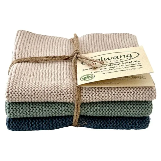 Solwang Design vaatdoekjes 25 x 25 cm katoen Black 3 stuks