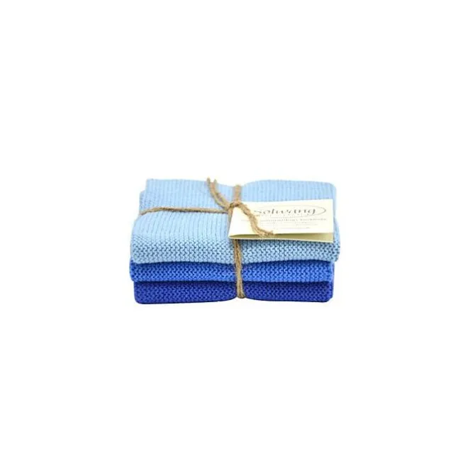 Solwang Design vaatdoekjes 25 x 25 cm katoen Bright Blue 3 stuks