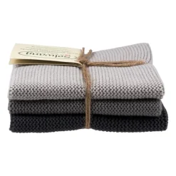 Solwang Design vaatdoekjes 25 x 25 cm katoen Steel Grey Combi 3 stuks