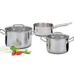 Spring Brigade pannenset met glasdeksels rvs 3-delig