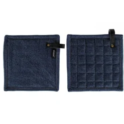 Tiseco Denim pannenlap 20 x 20 cm katoen blauw 2 stuks