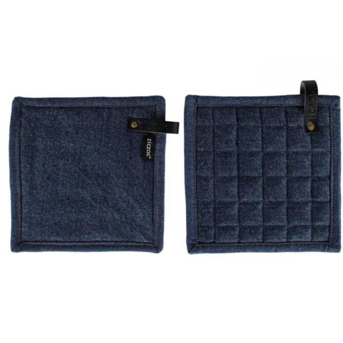 Tiseco Denim pannenlap 20 x 20 cm katoen blauw 2 stuks