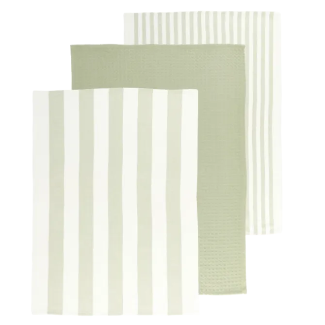 Tiseco Marra theedoek 51 x 74 cm katoen sea green 3-delig
