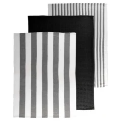 Tiseco Marra theedoek 51 x 74 cm katoen zwart 3-delig