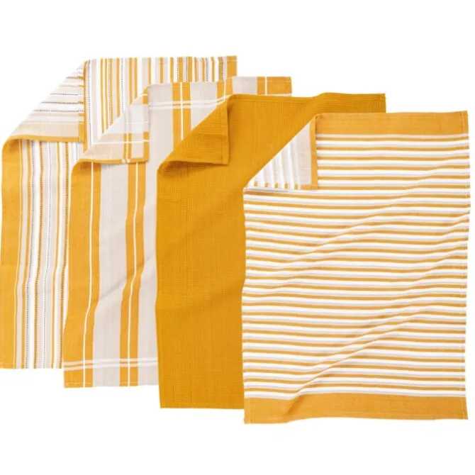 Tiseco Multilines theedoek 50 x 70 cm katoen zwart 4 stuks