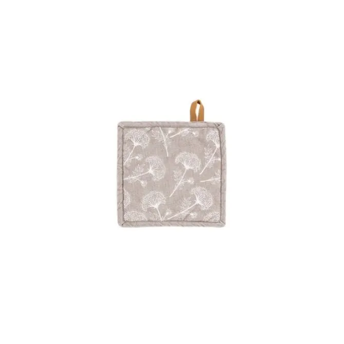 Tiseco Myrna Floral pannenlap 20 x 20 cm katoen taupe
