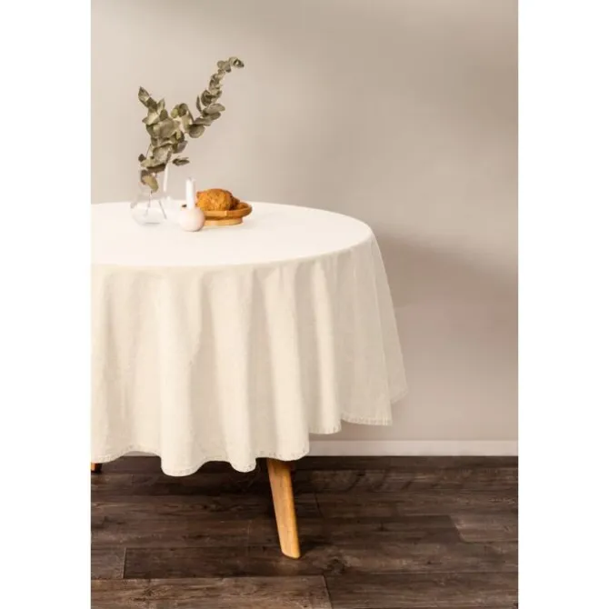 Tiseco Myrna tafelkleed ø 180 cm katoen taupe