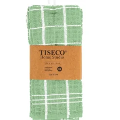Tiseco Oman vaatdoek 32 x 35 cm katoen smoke green 6 stuks