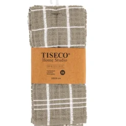 Tiseco Oman vaatdoek 32 x 35 cm katoen taupe 6 stuks