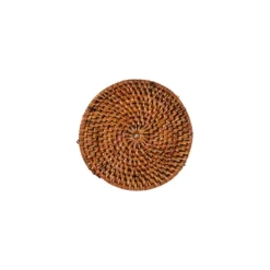 Tiseco onderzetters in houder ø 10 cm rattan bruin 6 stuks